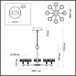 Odeon light 5032/48L L-VISION ODL24 445 античн.бронза/металл/акрил Люстра LED 48W 4000K 3336лм FIVRE  - 2 купить